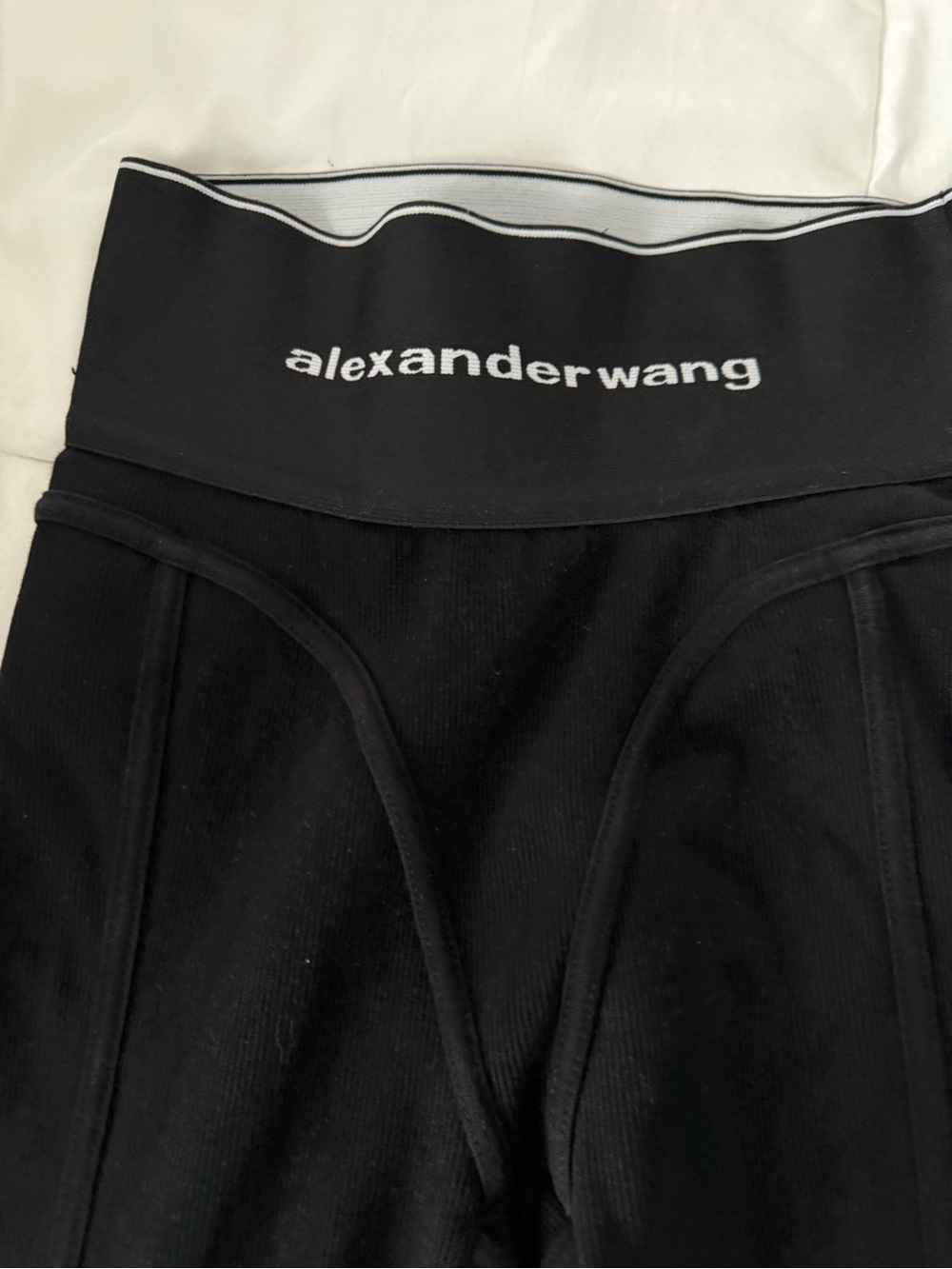 Alexander Wang Black Branded Ribbed Leggings